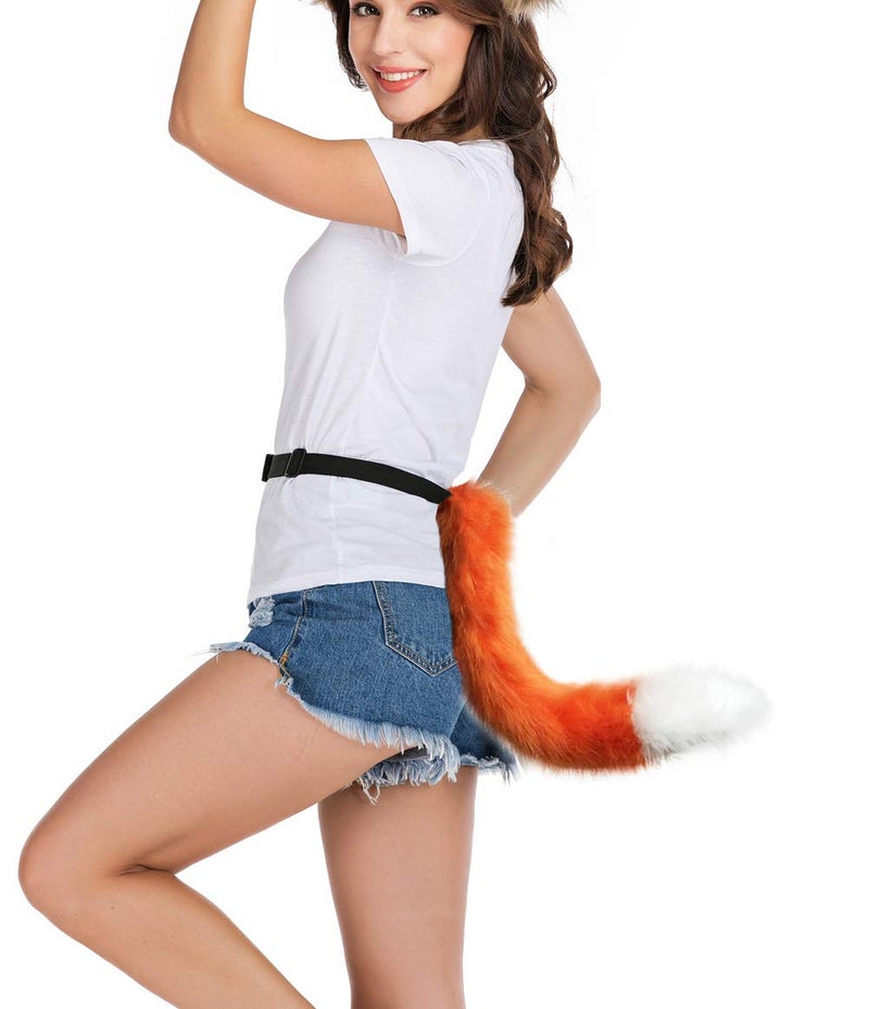 HAOAN Adults 26 Inch Wolf Tail Soft Long Fur Cat Fox Costume Tail for Halloween Party Costume - Image 2